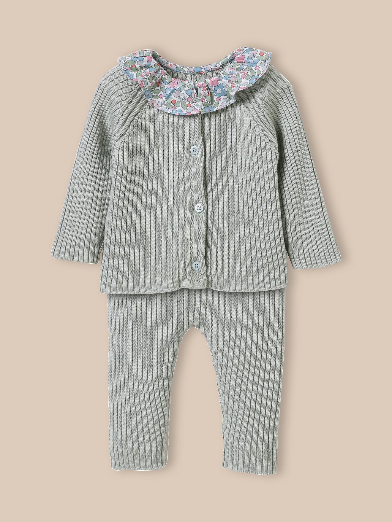 Ensemble en tricot Bébé col en tissu Liberty