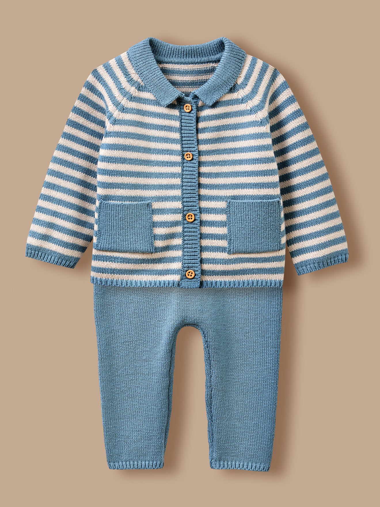 Ensemble in gebreide stof met strepen baby