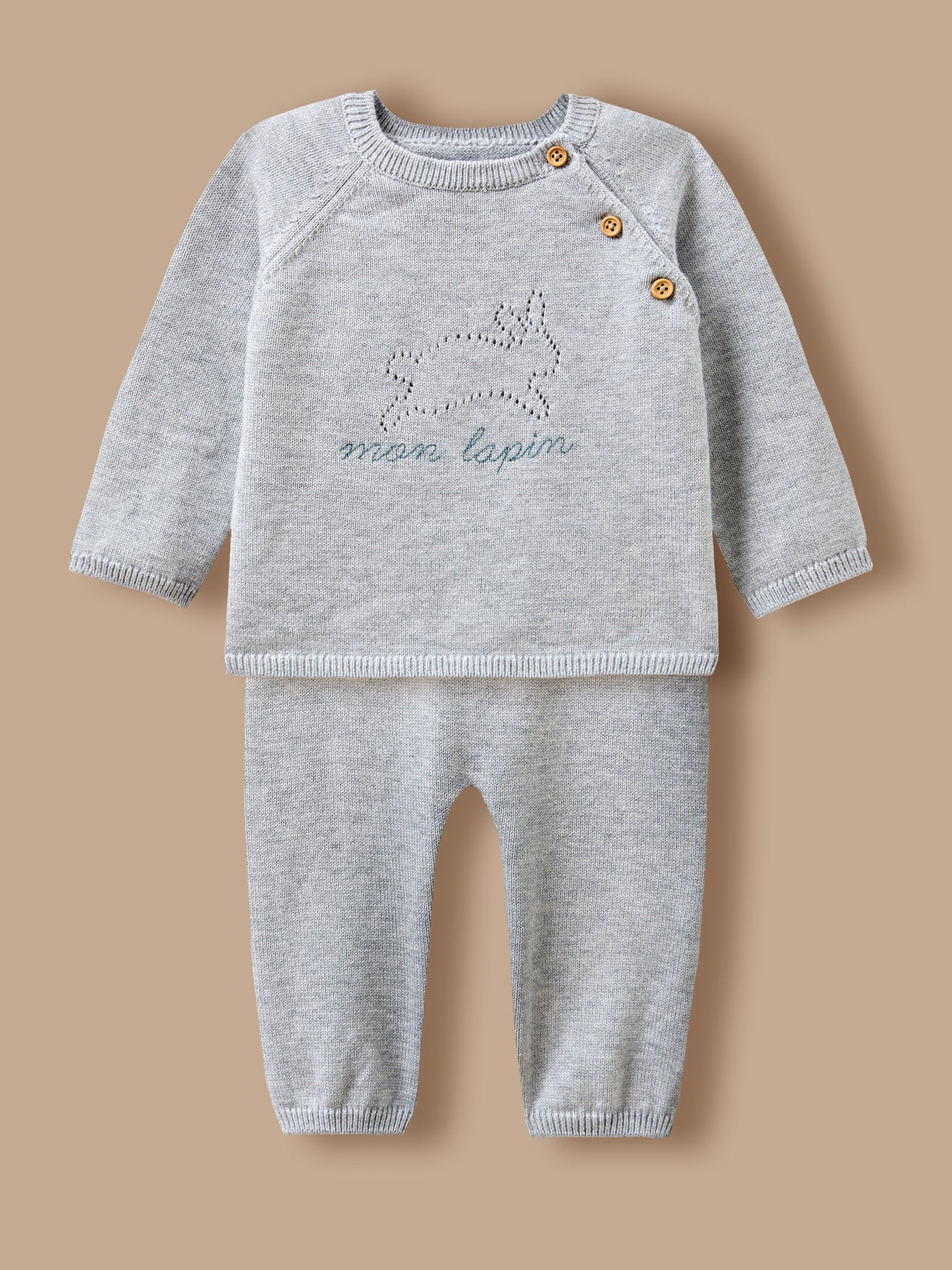 Ensemble wol en biokatoen voor baby