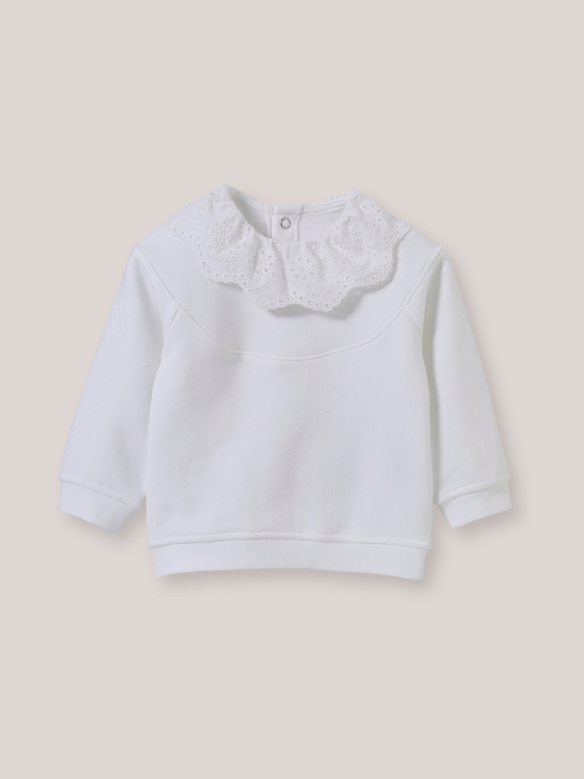 Sweat col en broderie anglaise Bébé - Coton biologique
