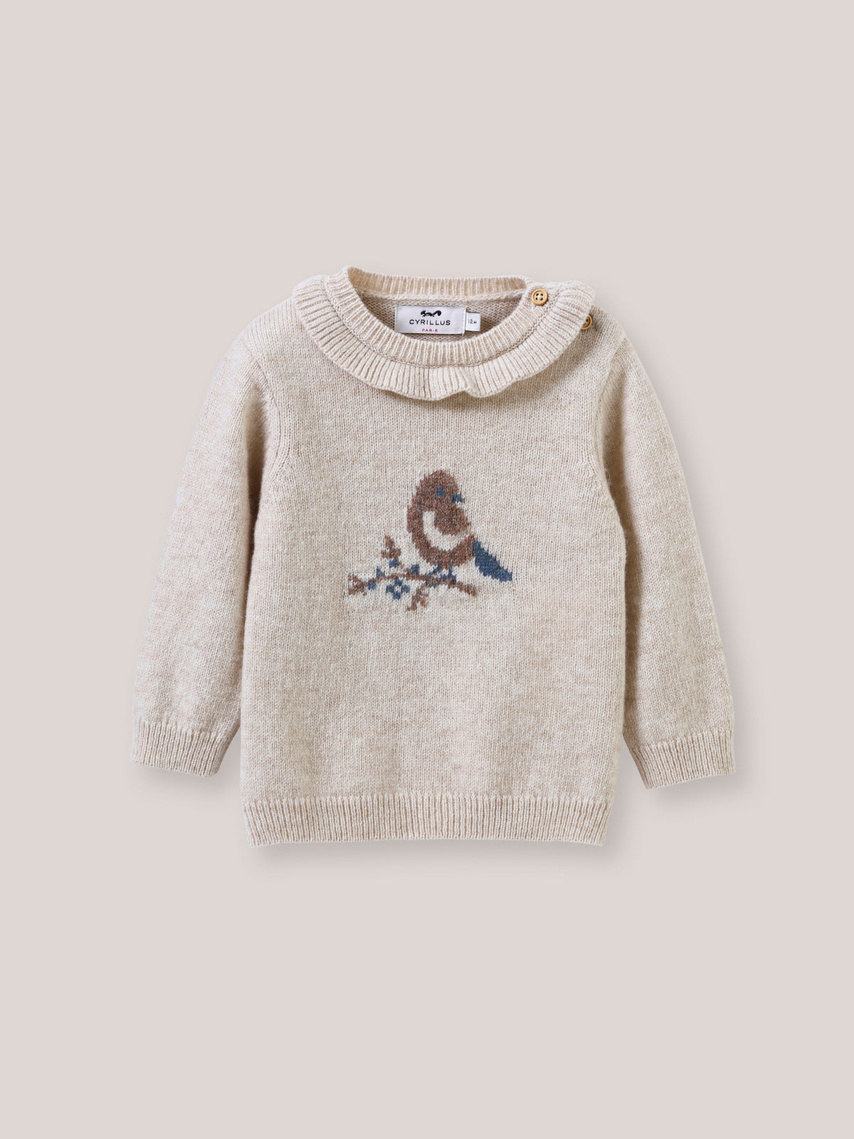 Pull oiseau Bébé col froufrou