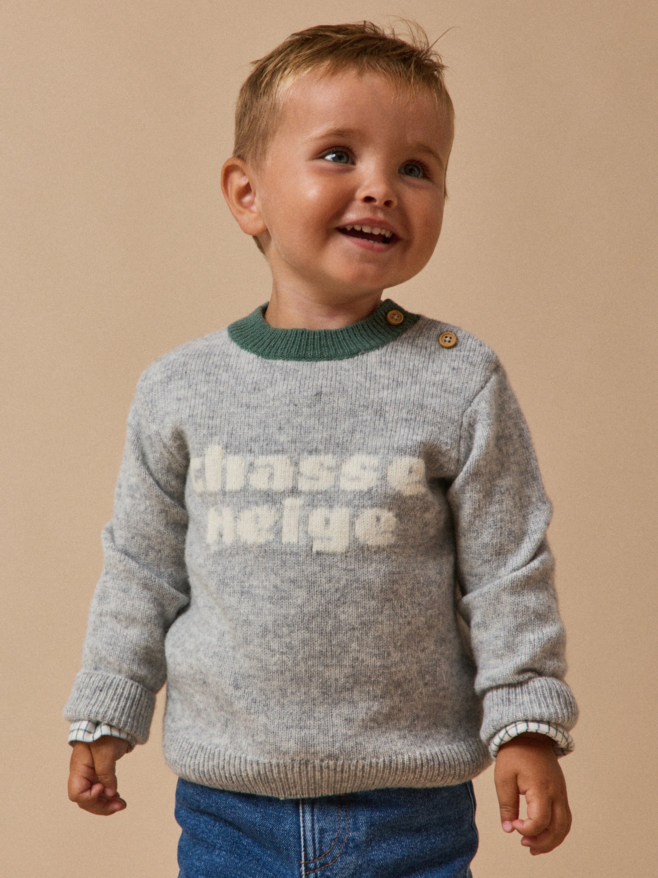 Wollen babytrui met beermotief