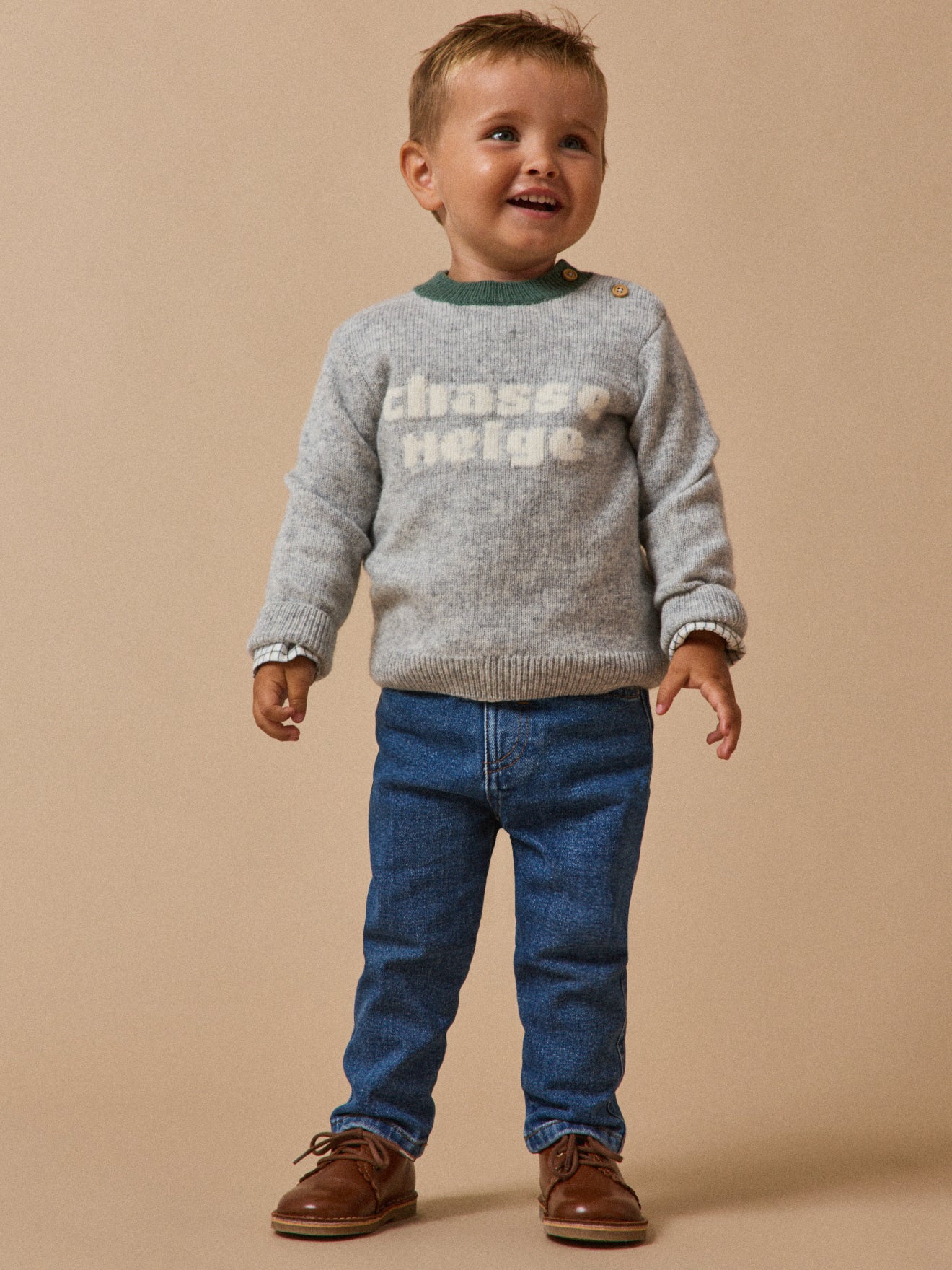 Wollen babytrui met beermotief