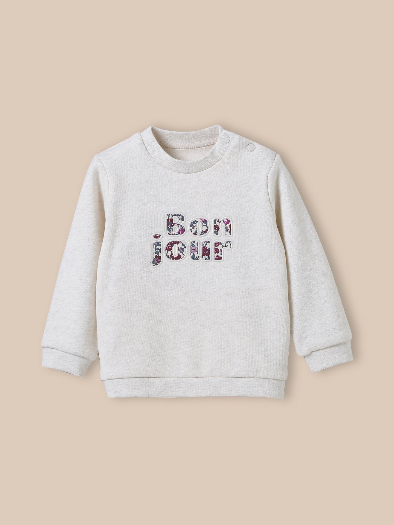 Babysweater met letters in Liberty-stof - Biokatoen