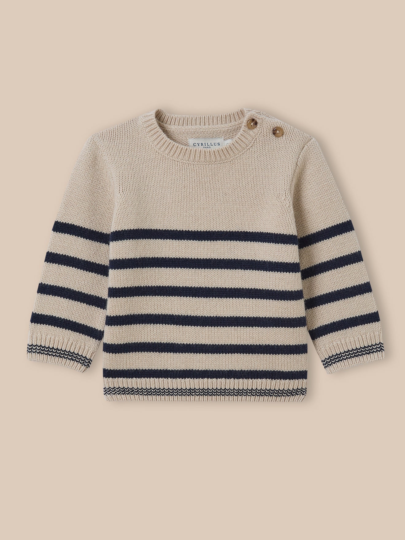 Wollen babytrui in marinestijl