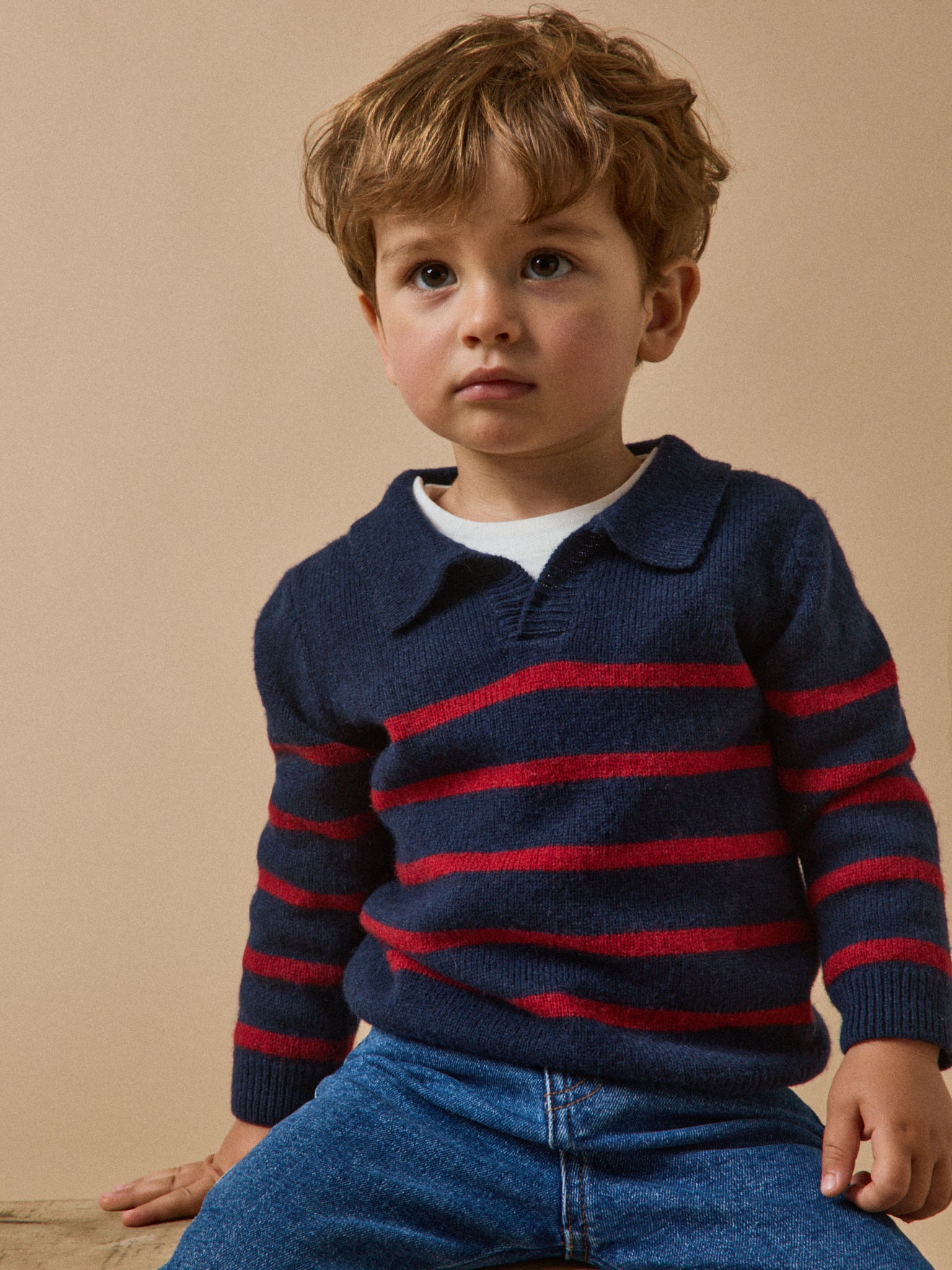 Wollen babytrui met polokraag