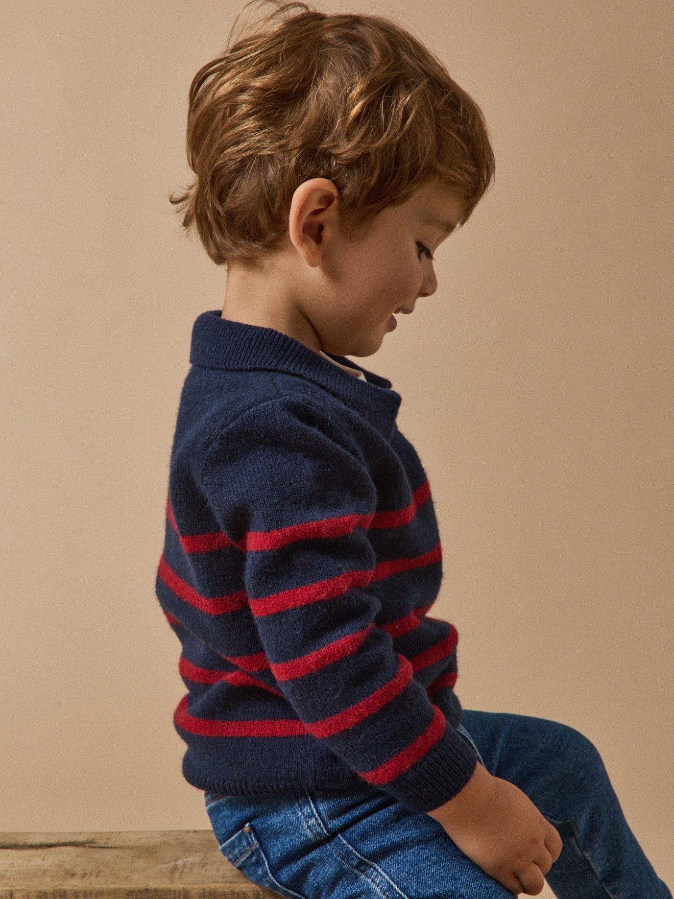 Wollen babytrui met polokraag