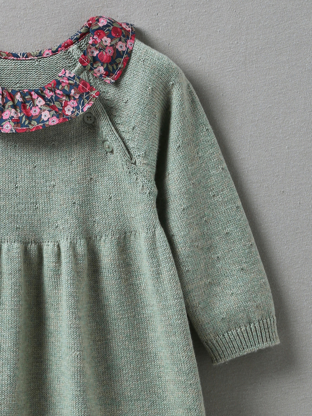 Robe en tricot Bébé col en tissu Liberty
