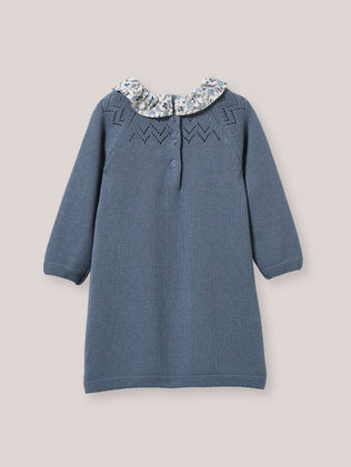 Babyjurk in tricot met kraag in Liberty-stof