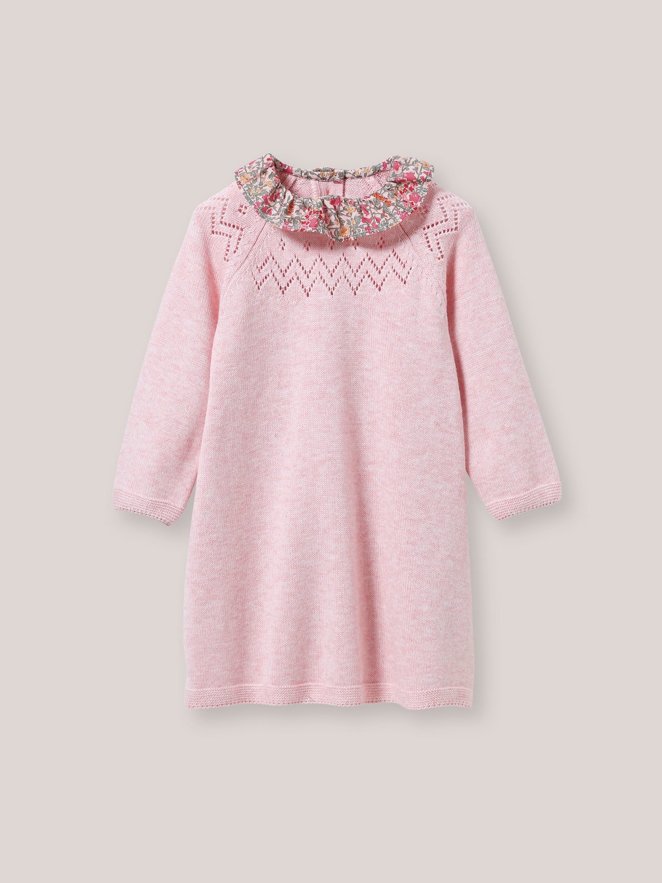 Babyjurk in tricot met kraag in Liberty-stof