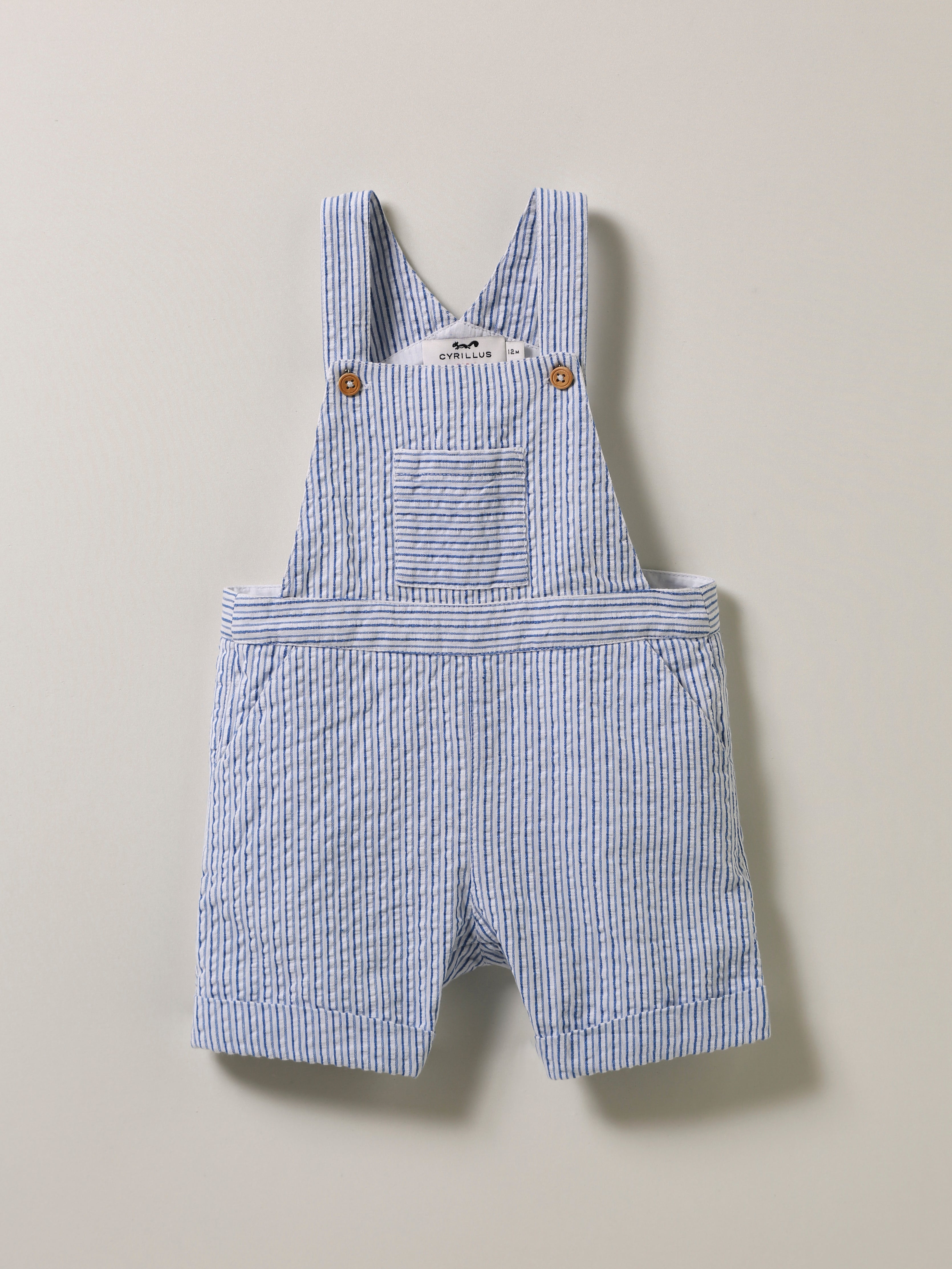 Salopette courte en tissu seersucker Bébé