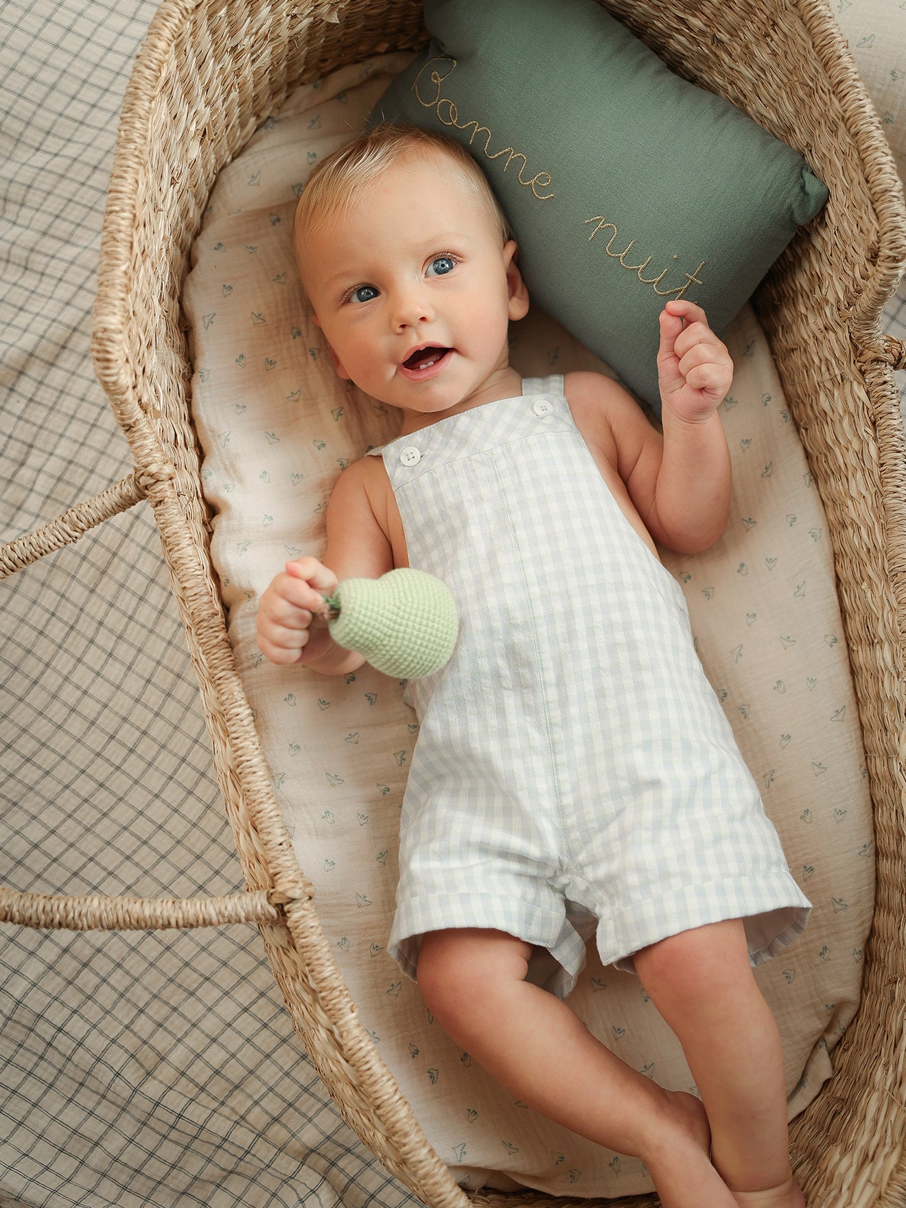 Korte babysalopette in vichy