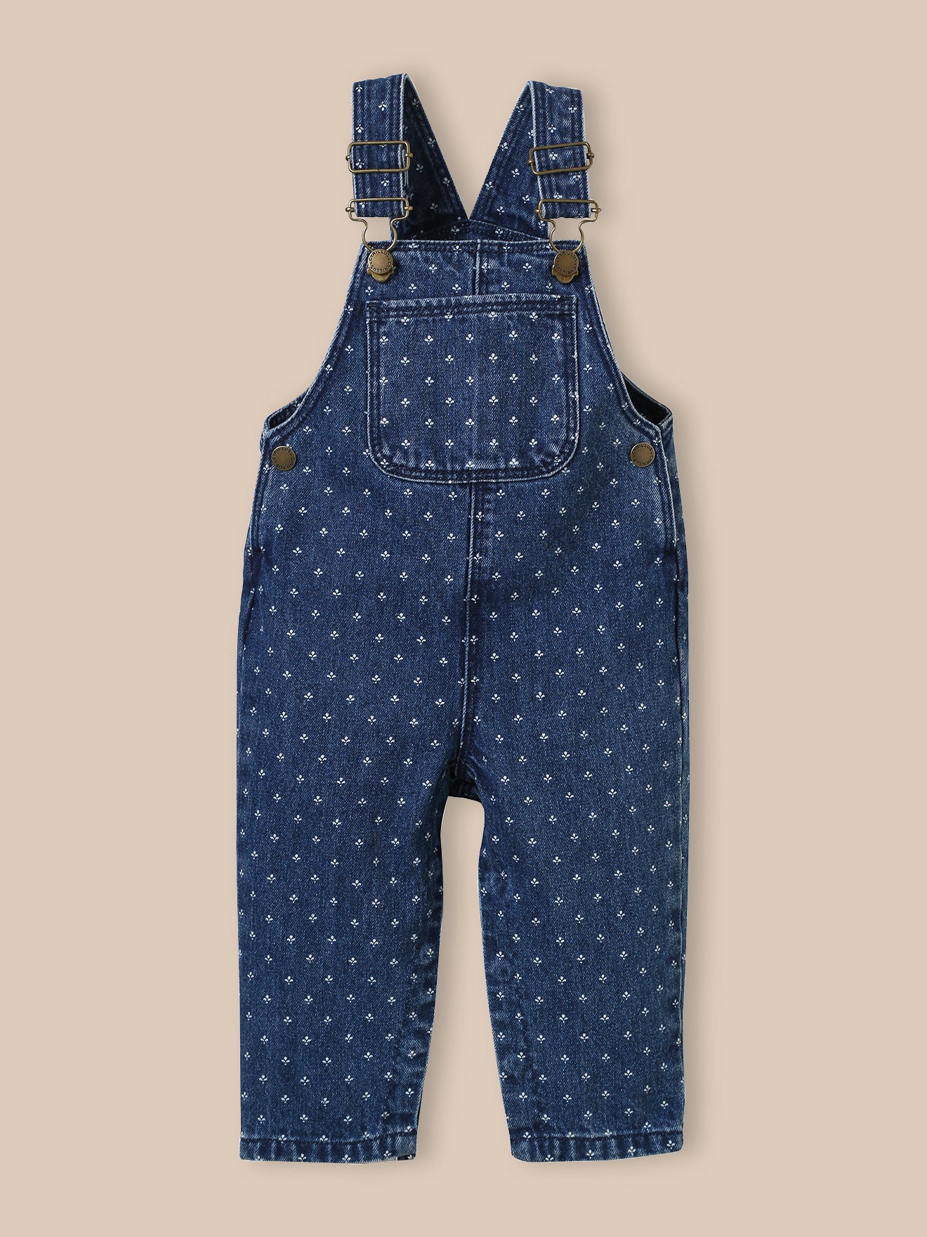 Bedrukte babysalopette in jeans