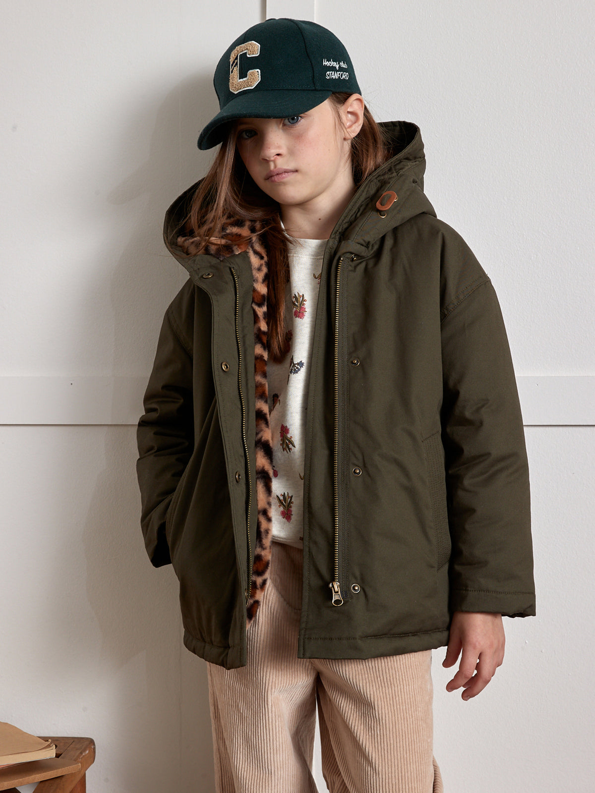Parka courte doublée léopard - Collection Junior