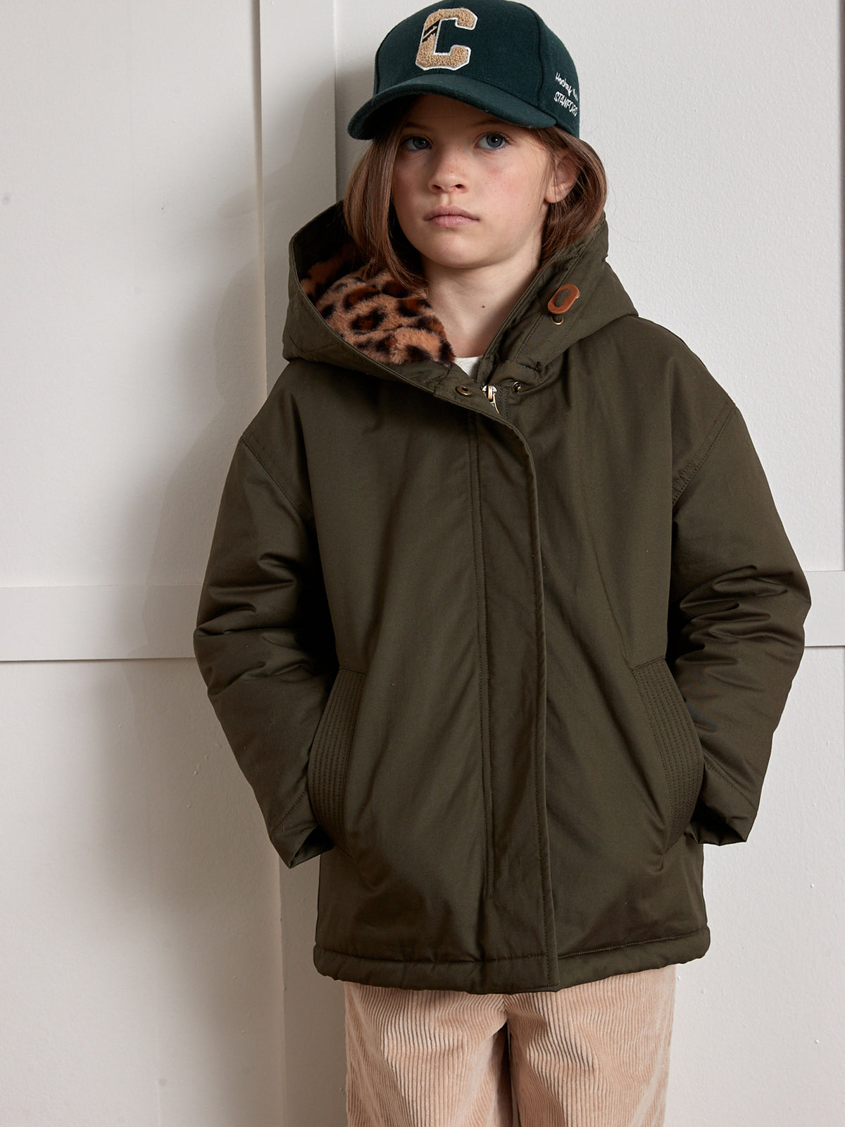 Parka courte doublée léopard - Collection Junior