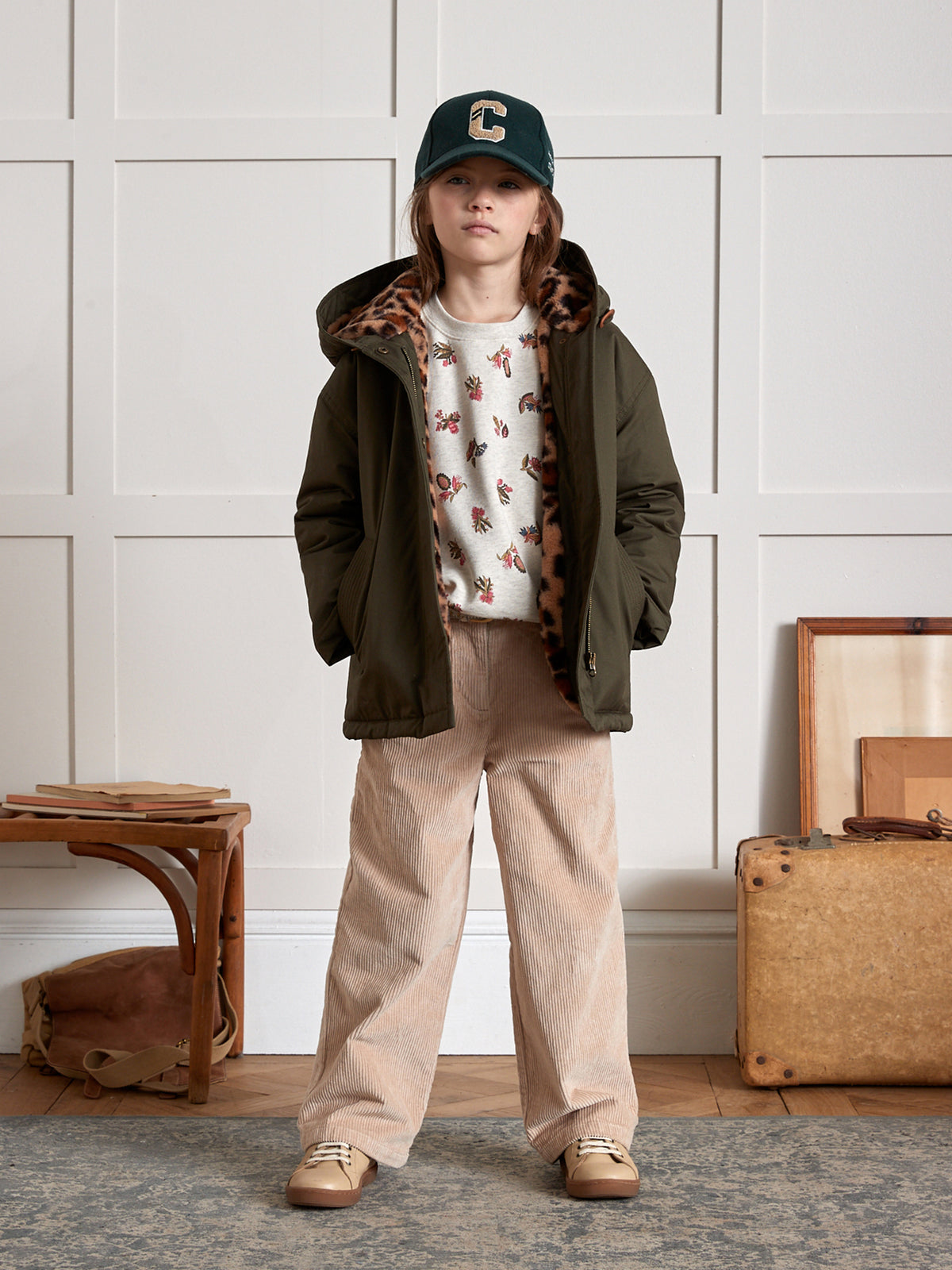 Parka courte doublée léopard - Collection Junior