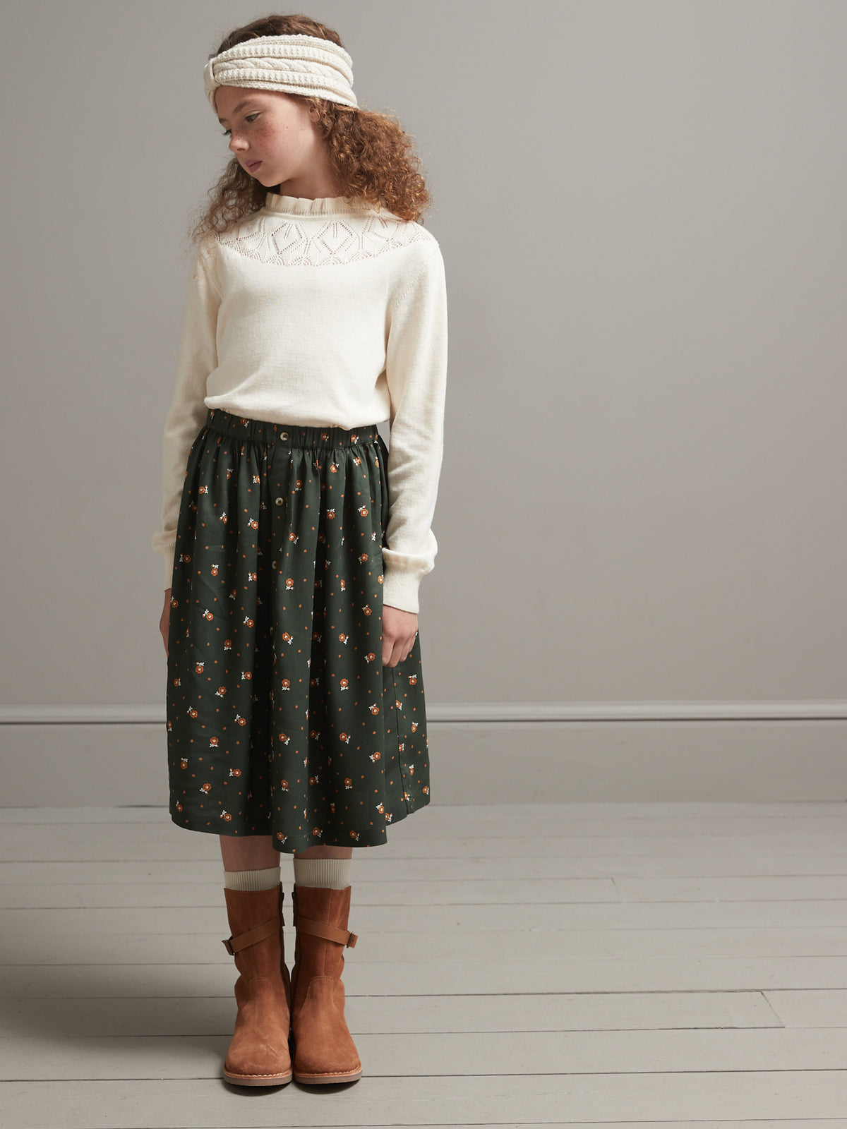 Bedrukte, lange meisjesrok