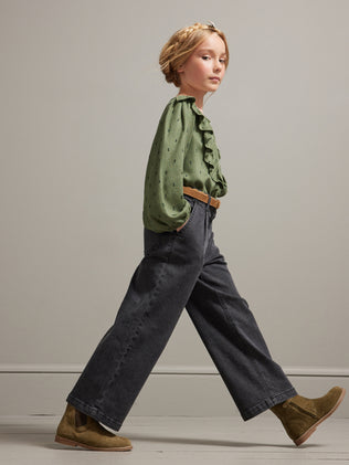 Wijde meisjesbroek in denim