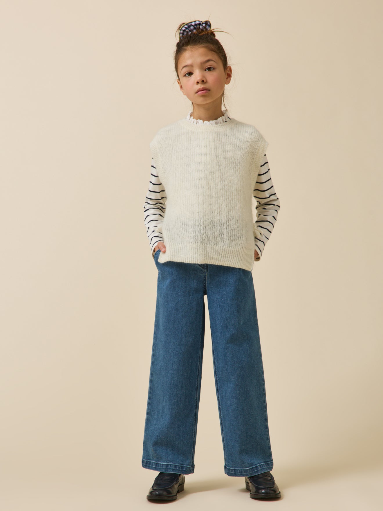 Wijde meisjesbroek in denim - Junior collectie