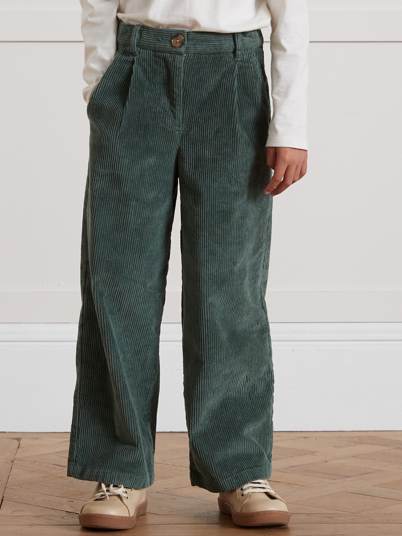 Flared meisjesbroek in velours