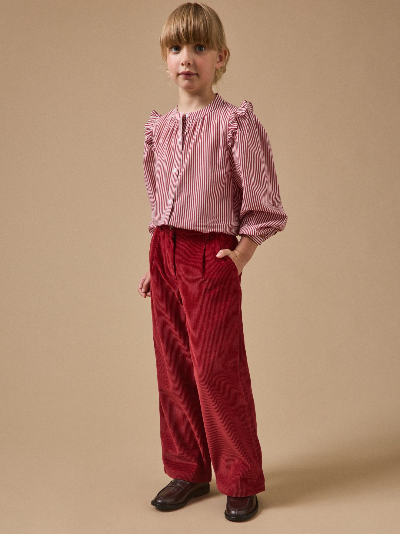 Flared meisjesbroek in velours