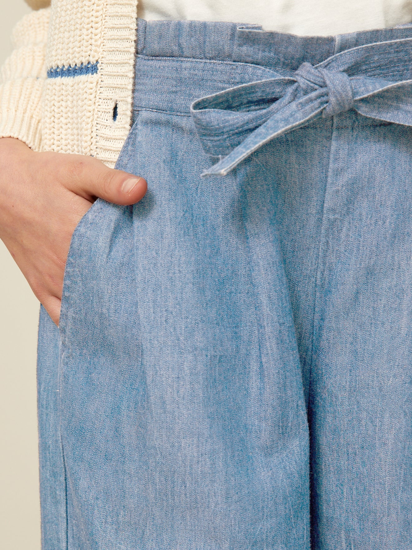 Wijde meisjesbroek in light denim