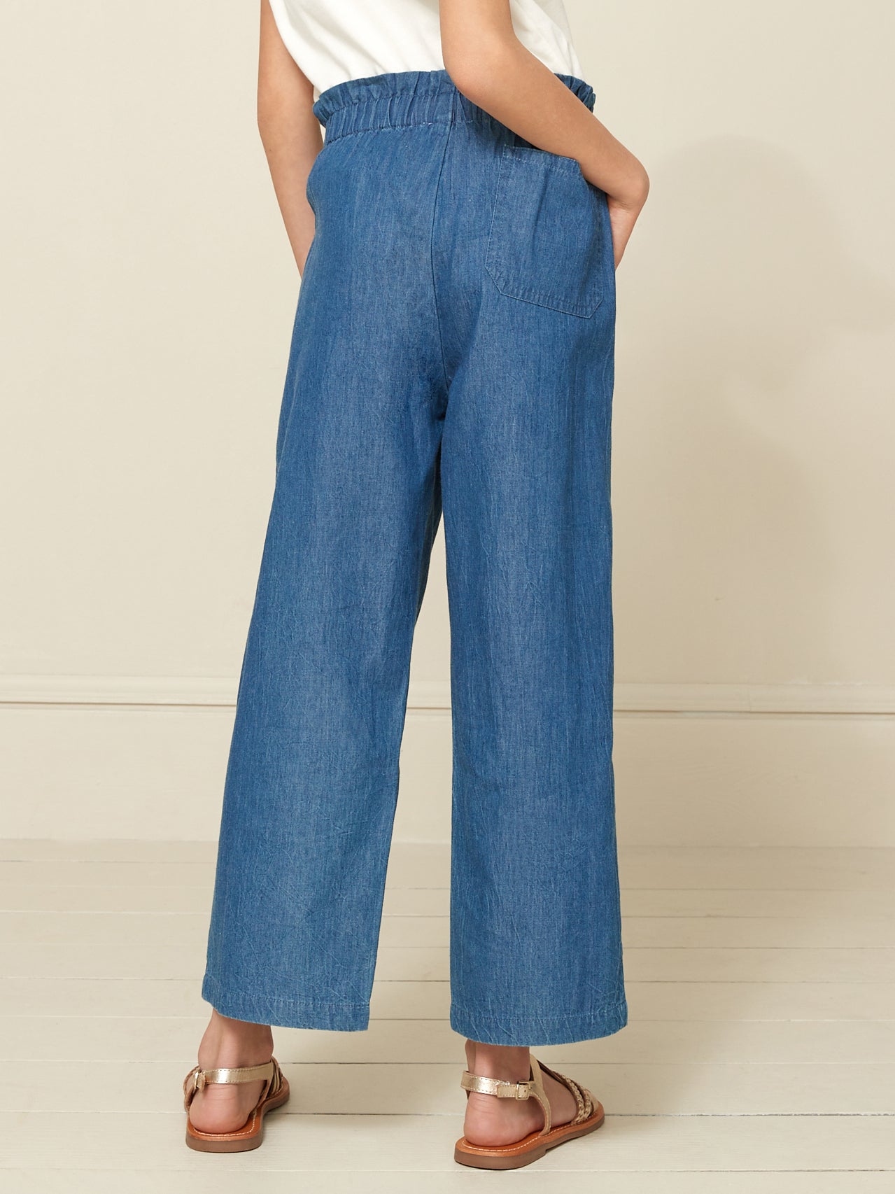Pantalon large Fille en denim light