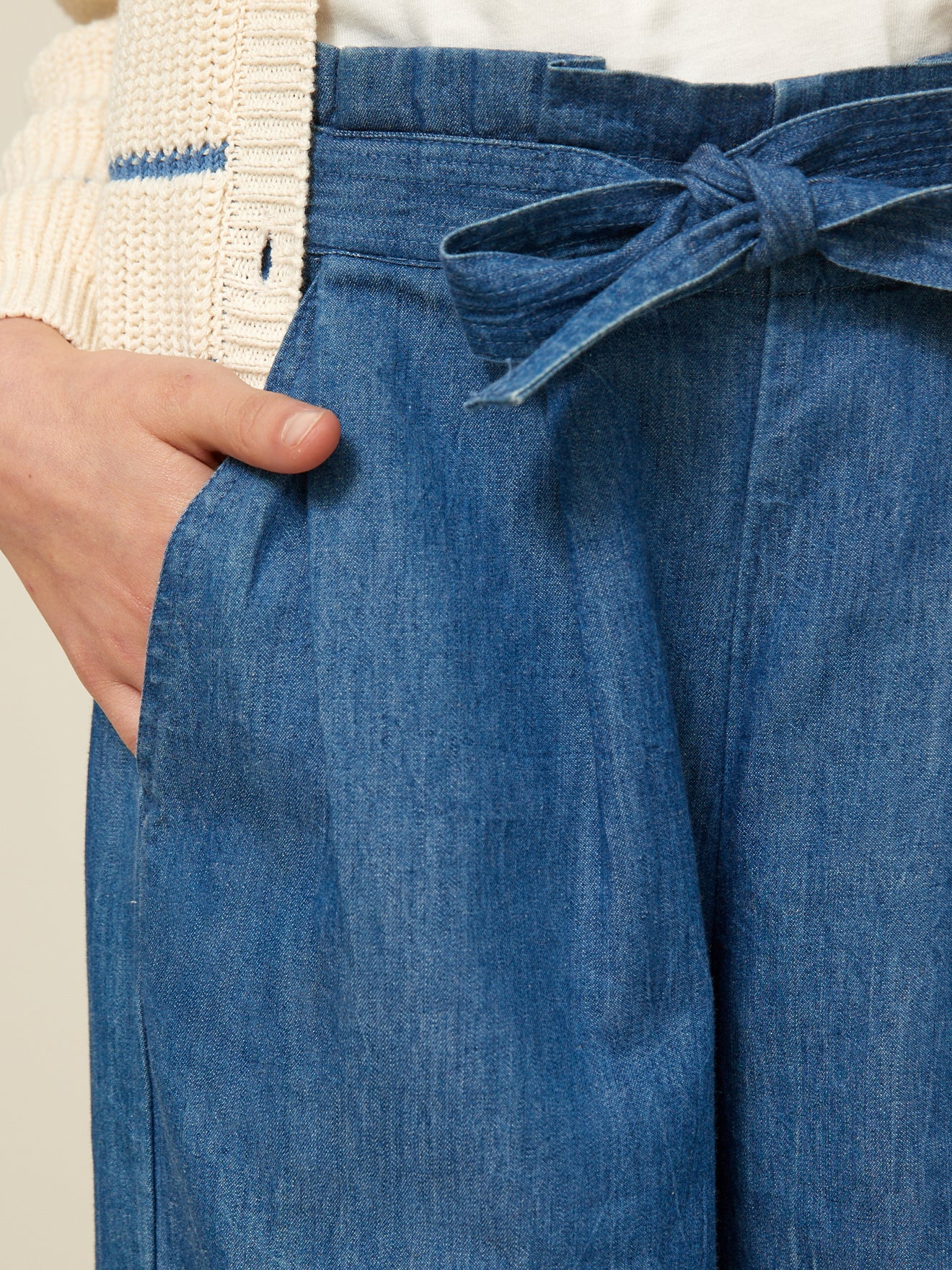 Pantalon large Fille en denim light