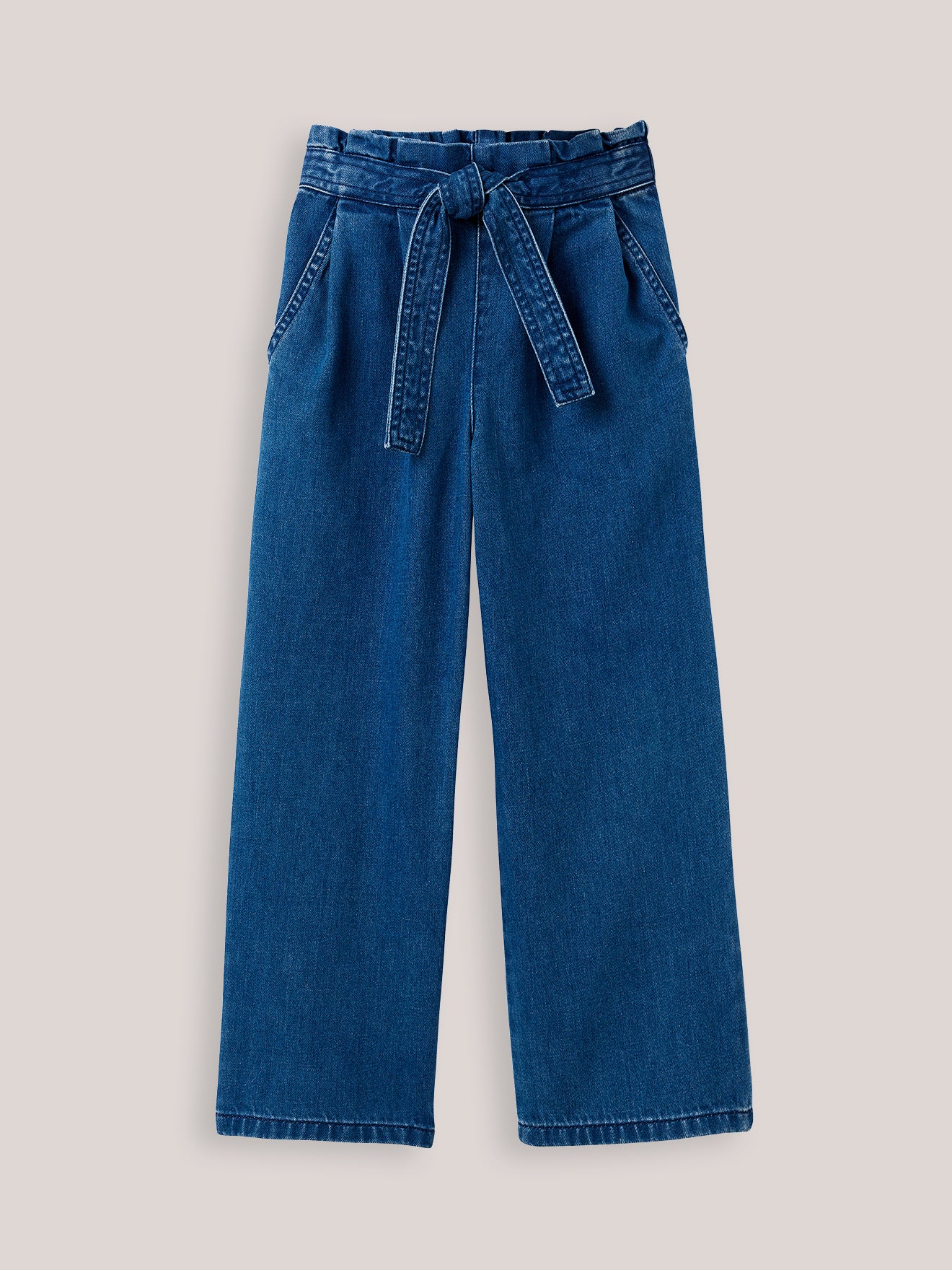 Wijde meisjesbroek in light denim