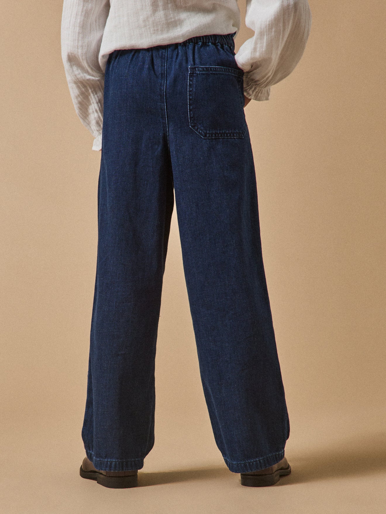 Wijde meisjesbroek in light denim