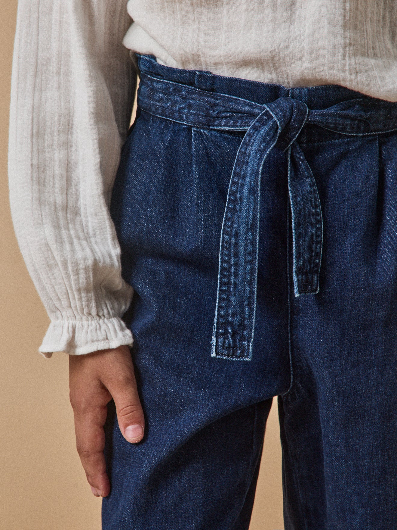 Wijde meisjesbroek in light denim