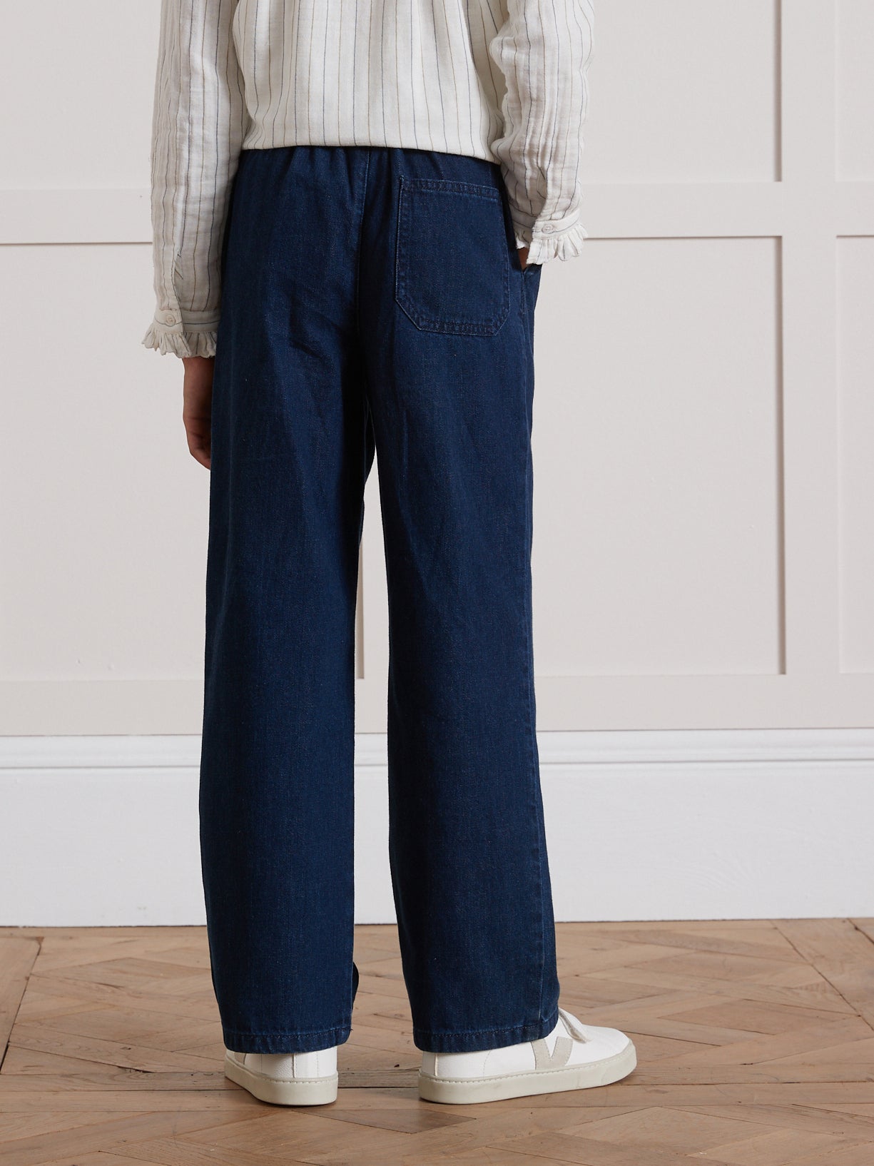Wijde meisjesbroek in light denim