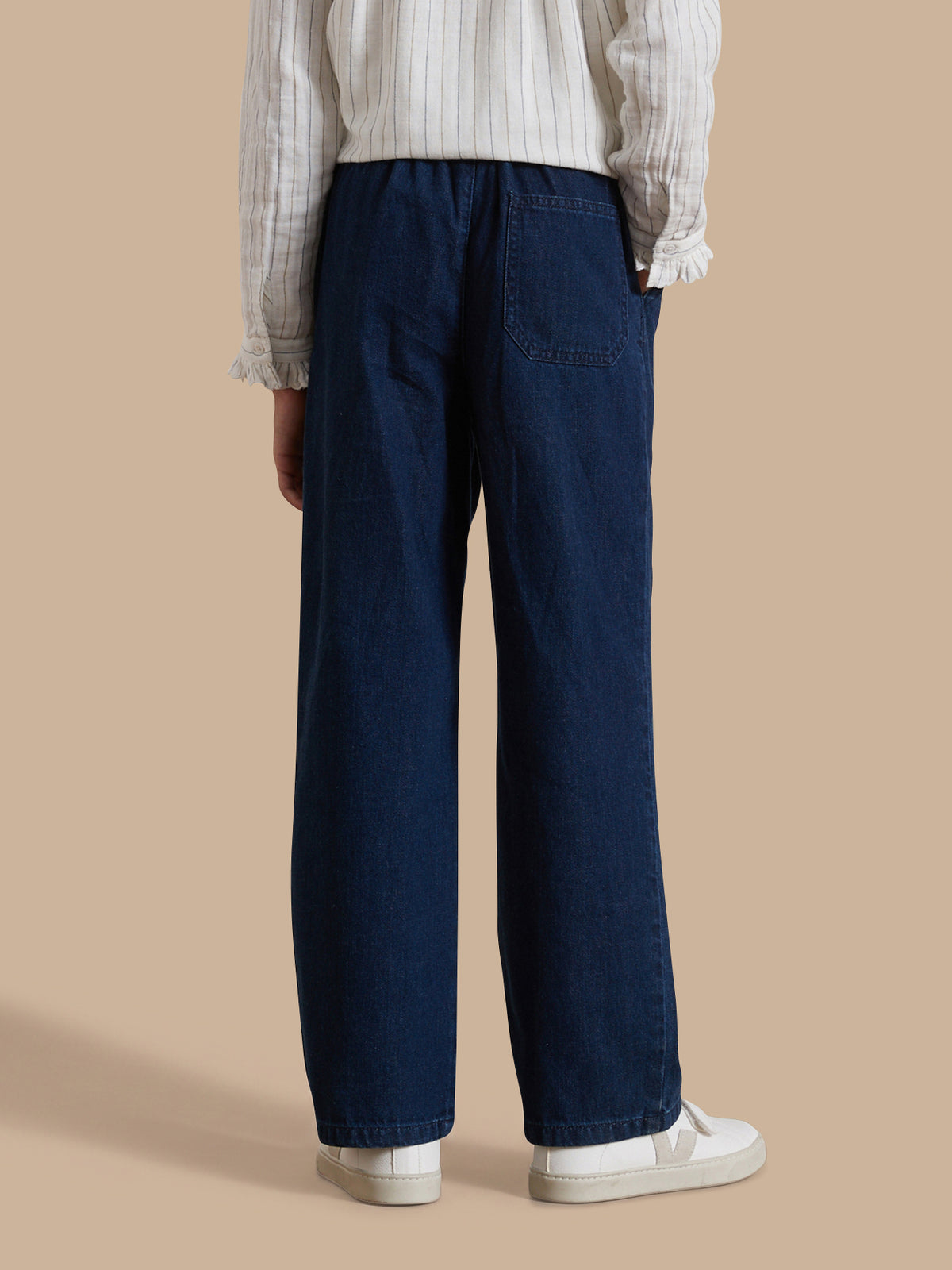 Wijde meisjesbroek in light denim