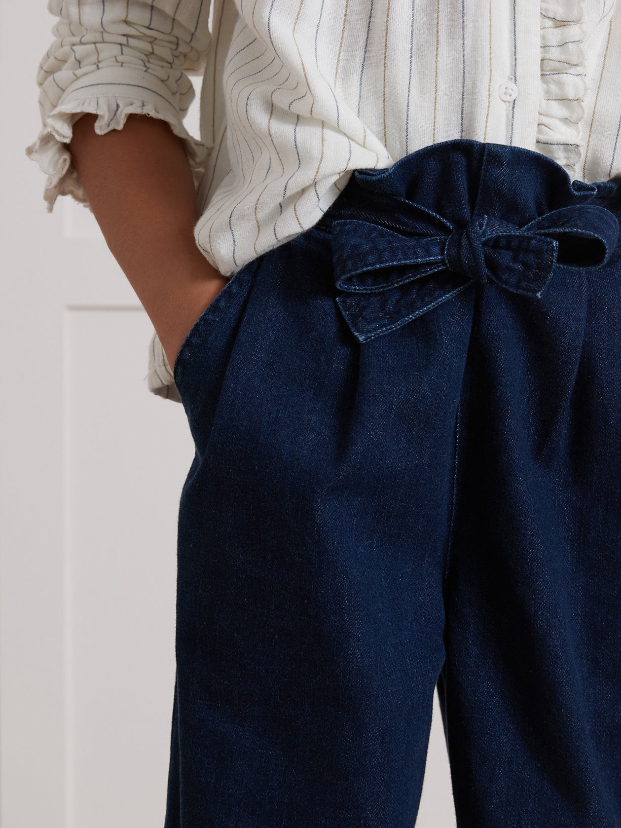 Wijde meisjesbroek in light denim