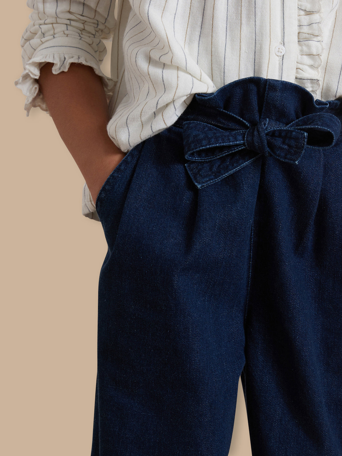 Wijde meisjesbroek in light denim