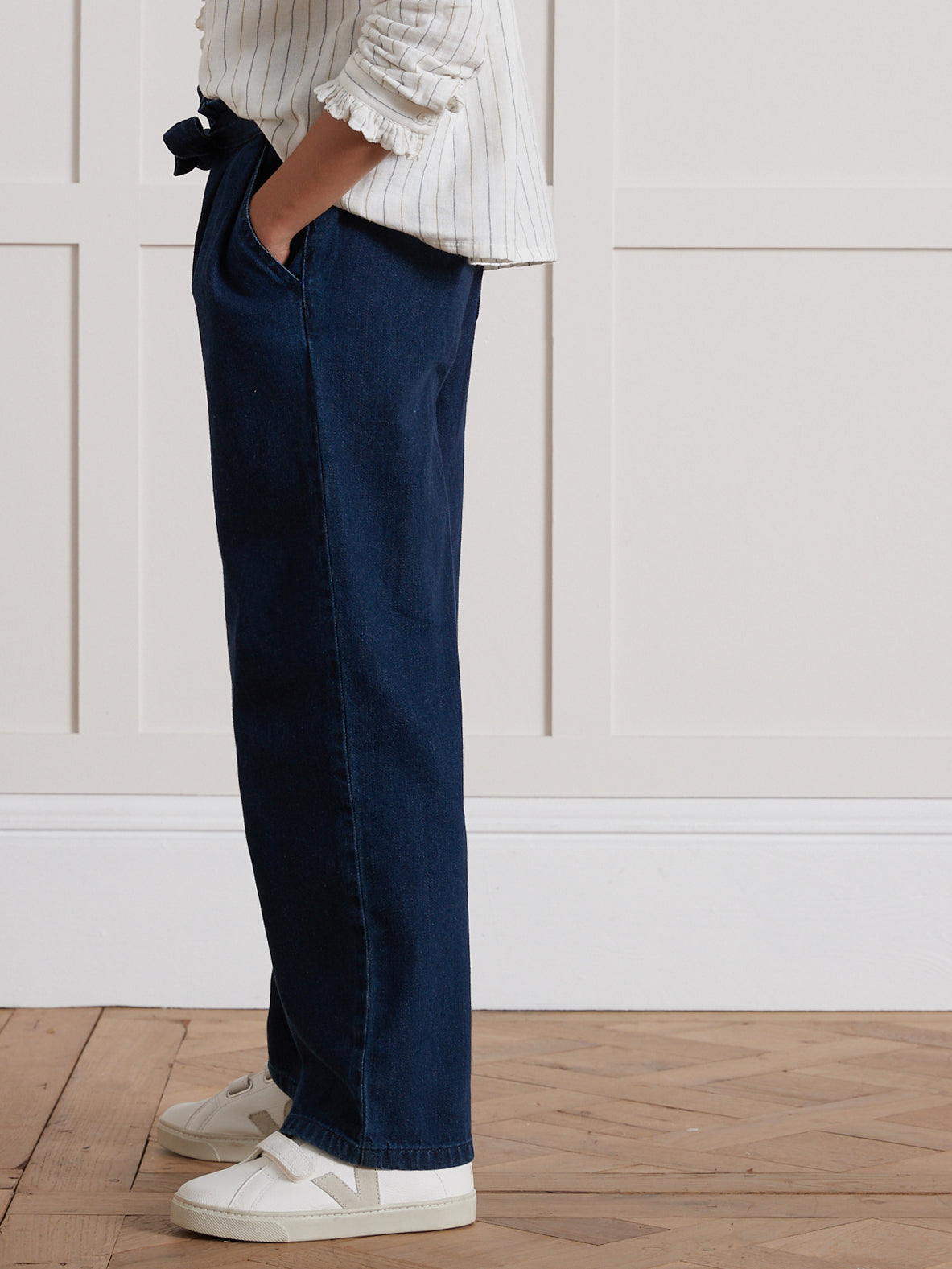 Wijde meisjesbroek in light denim