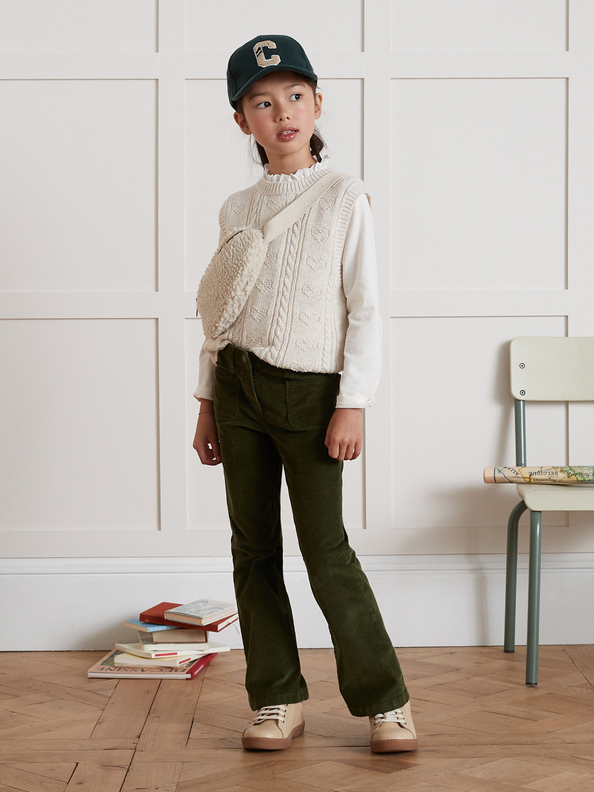 Pantalon flare Fille en velours