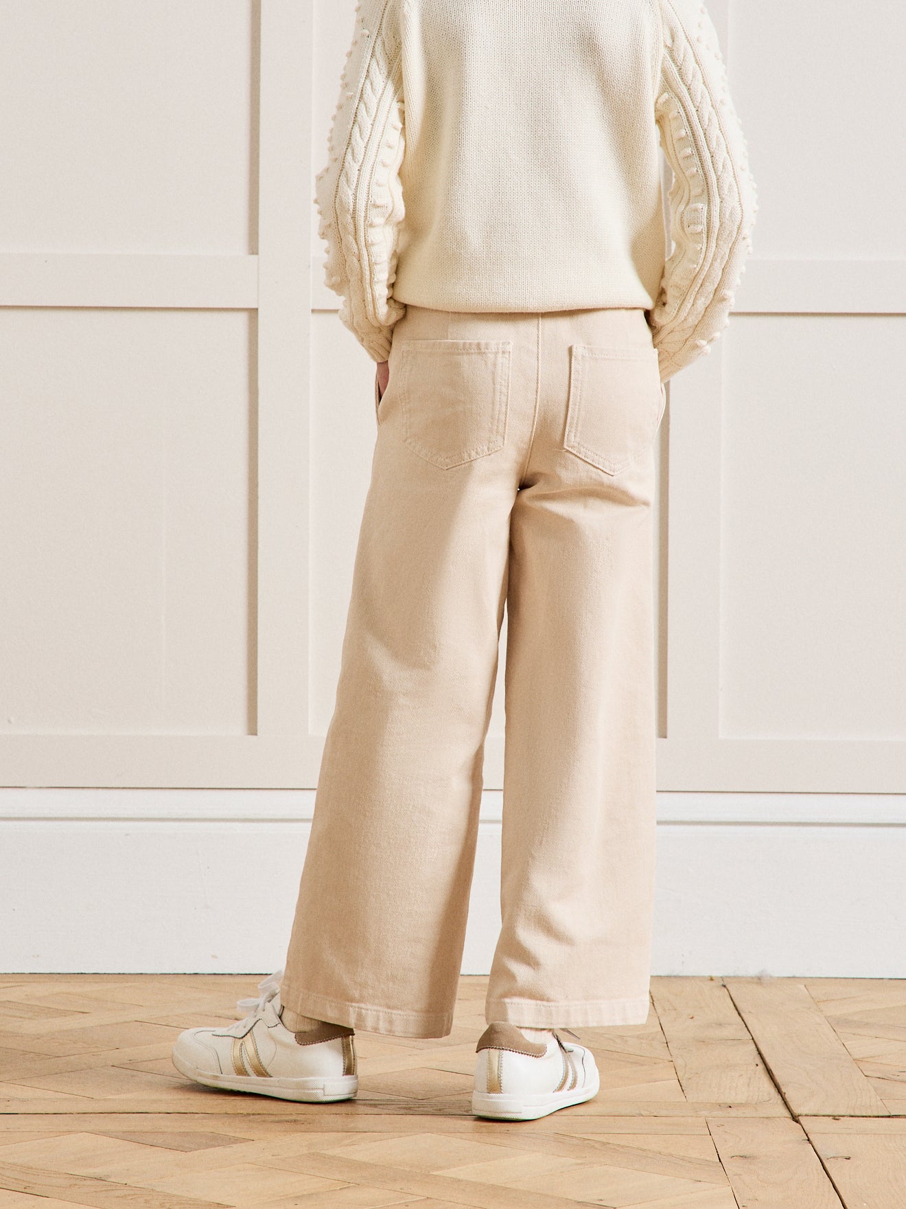 Pantalon large Fille en denim couleur - Collection Junior