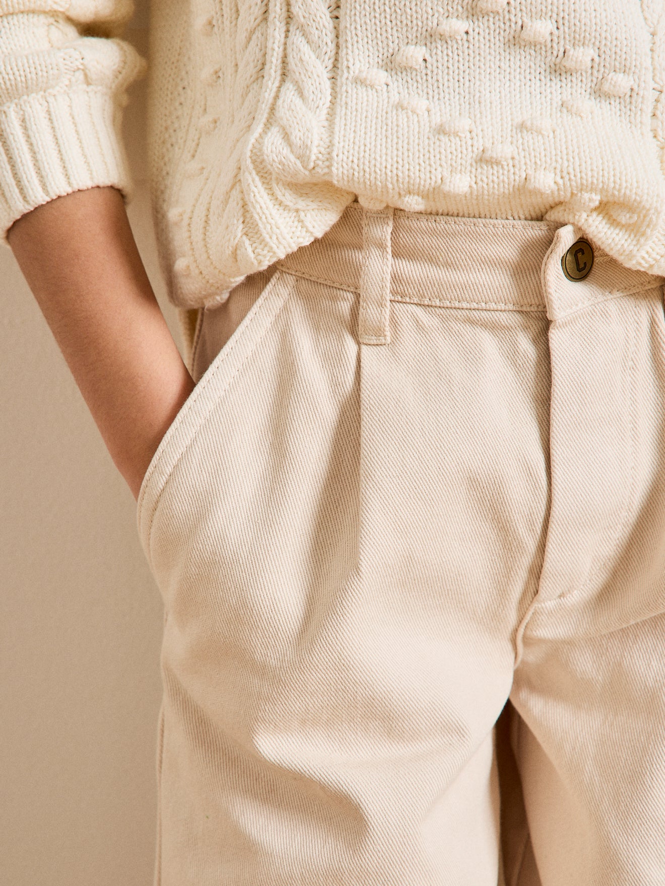Pantalon large Fille en denim couleur - Collection Junior