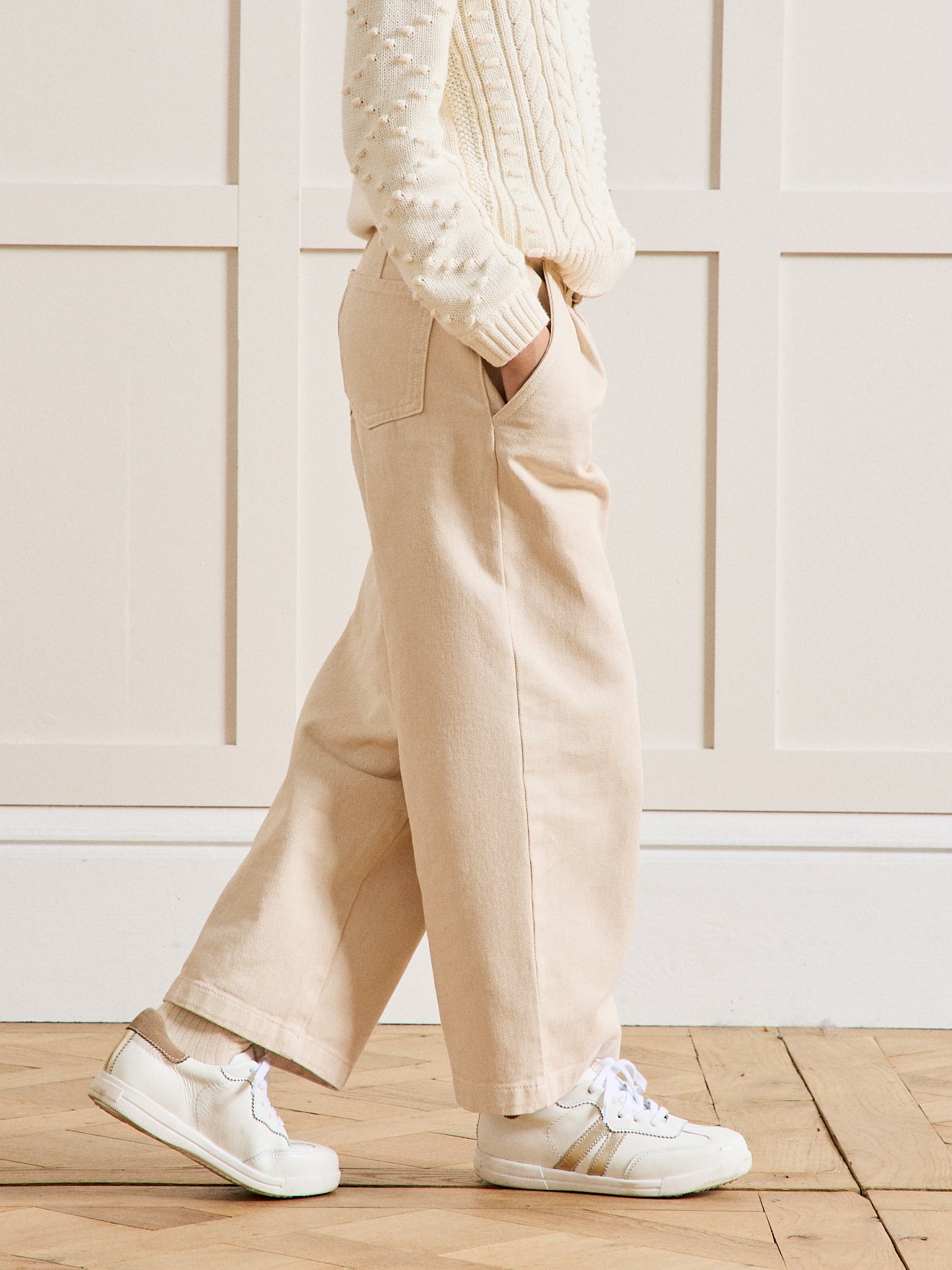 Pantalon large Fille en denim couleur - Collection Junior