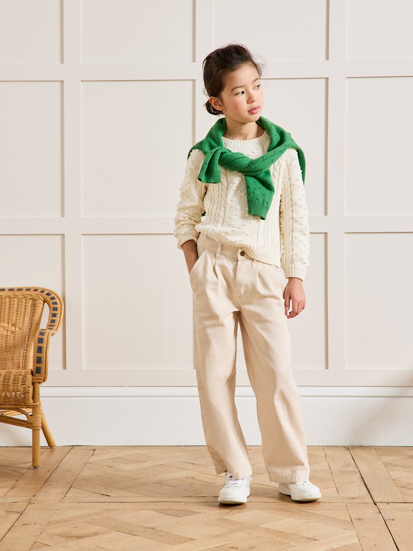 Pantalon large Fille en denim couleur - Collection Junior