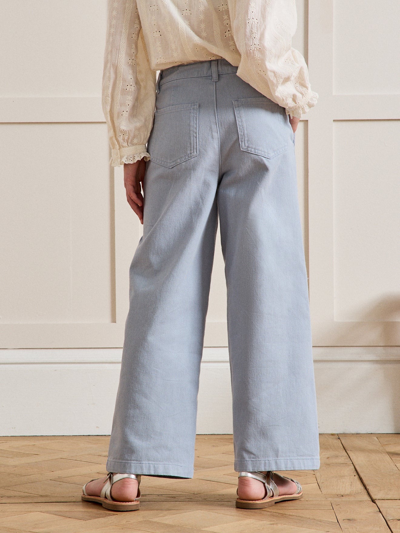 Wijde meisjesbroek in gekleurd denim - Junior collectie