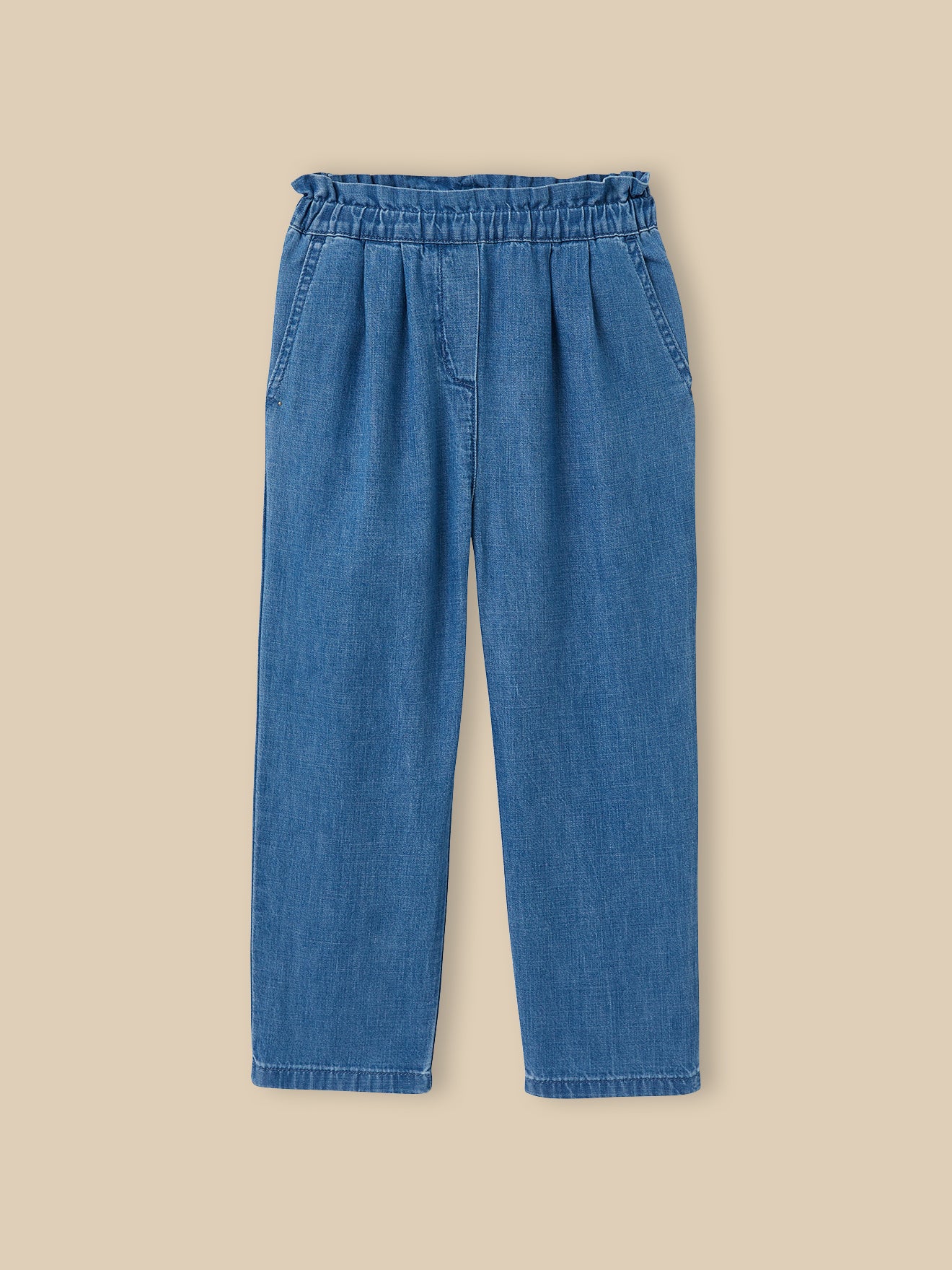 Wijde meisjesbroek in light denim