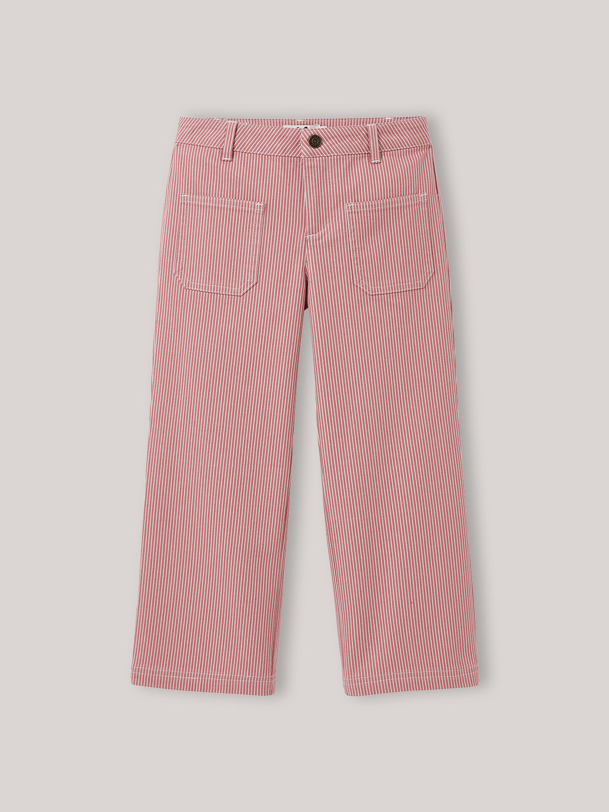 Rechte meisjesbroek in gestreept denim