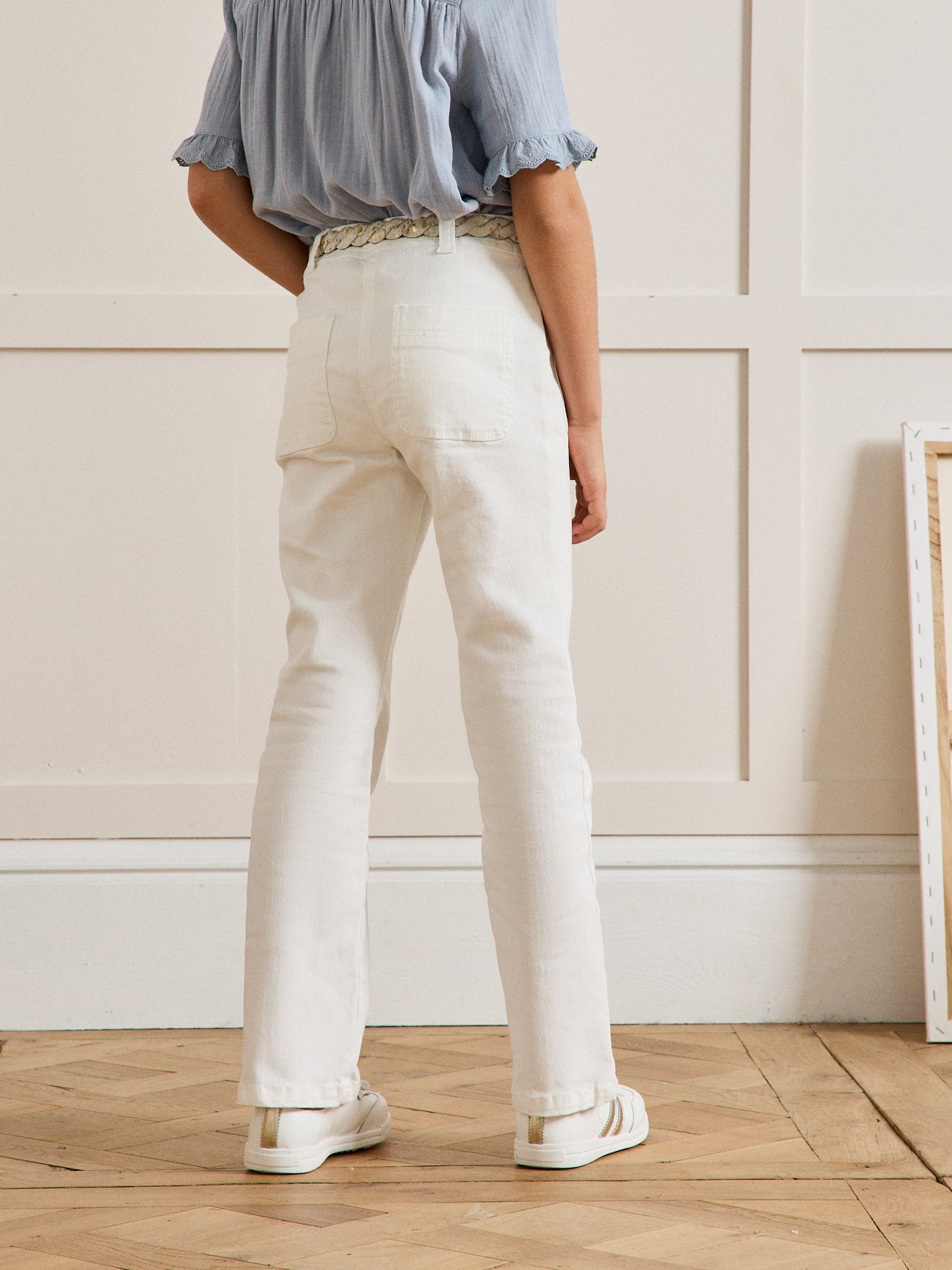 Flared meisjesbroek in twill