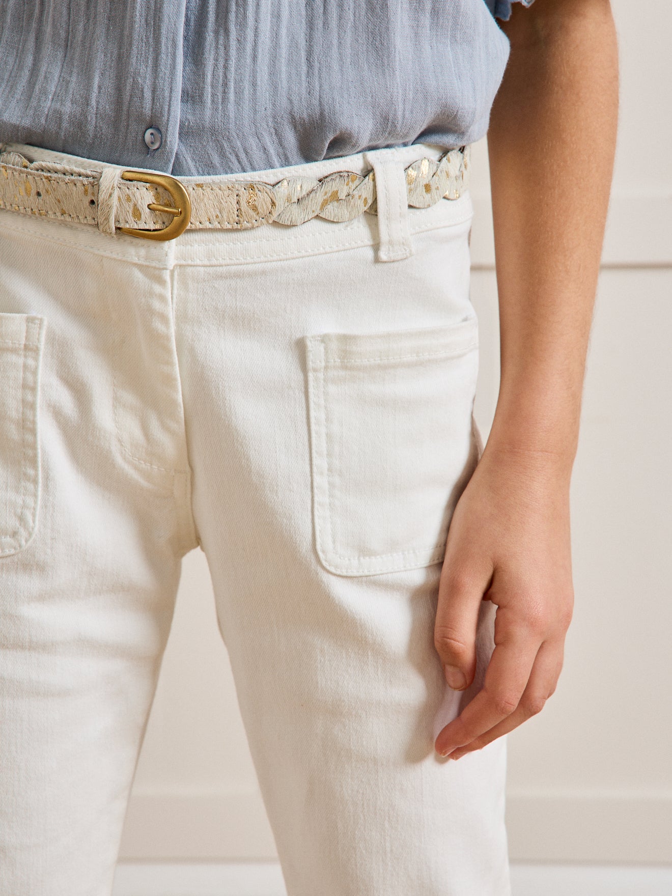 Flared meisjesbroek in twill