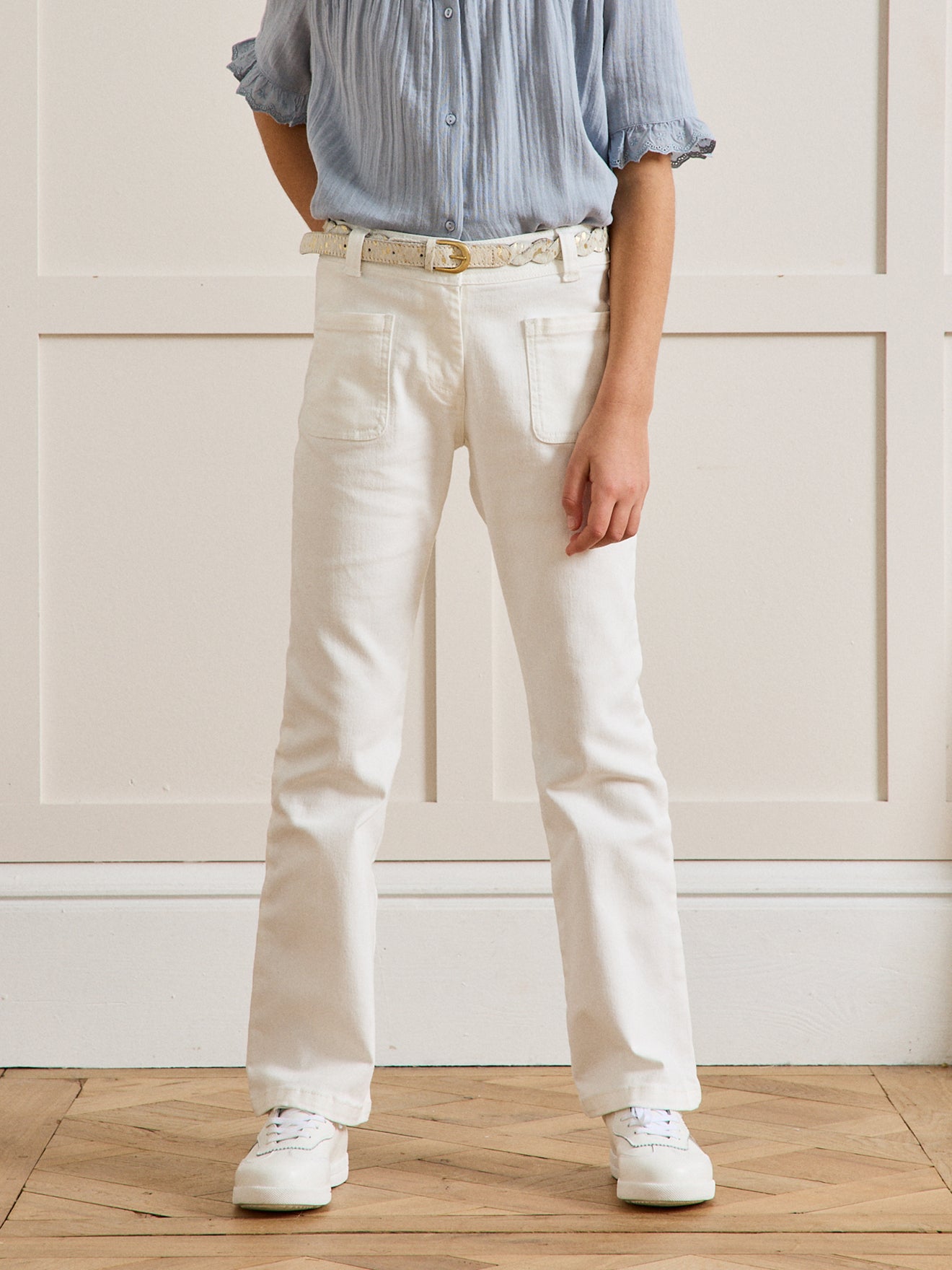 Flared meisjesbroek in twill