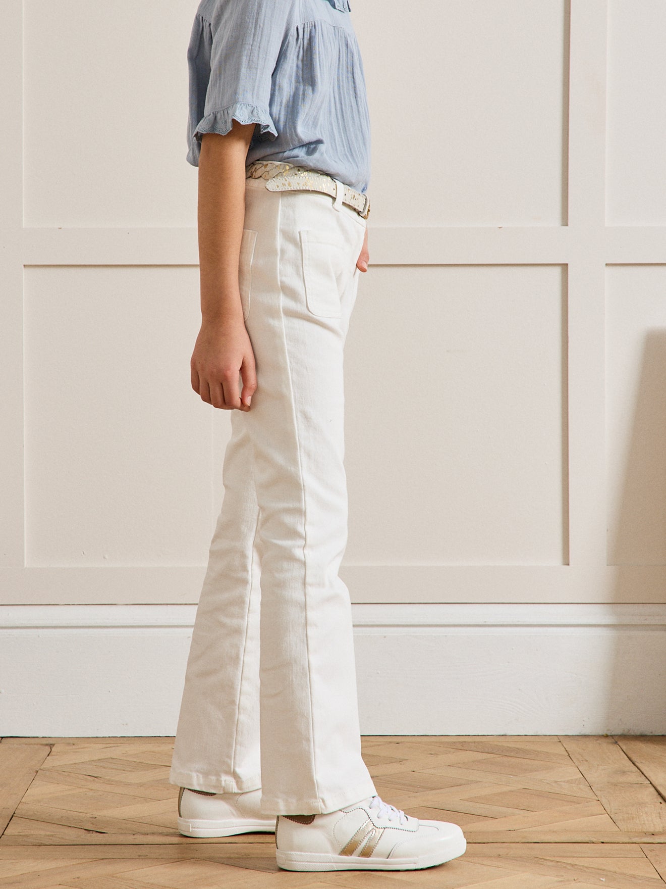 Flared meisjesbroek in twill