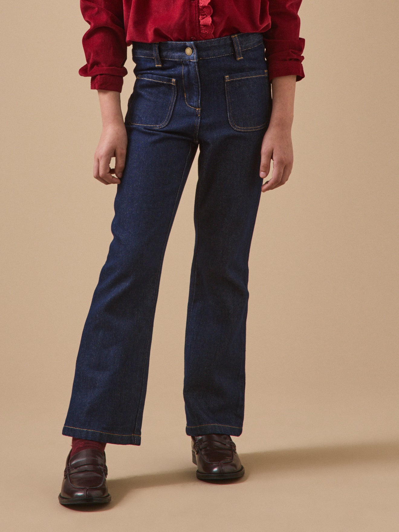 Flared meisjesbroek in twill