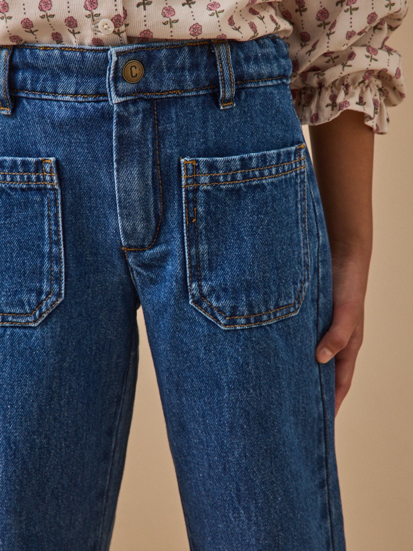 Rechte meisjesbroek in denim